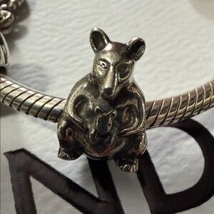 Authentic Pandora Charm Kangaroo with Baby Silver